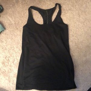 Black workout tank with back detailing